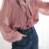 Fashion Elegant Ruffled Women's Blouse - liwisi