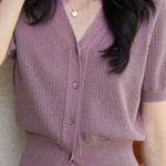 V-neck Short-sleeve Knitwear - liwisi
