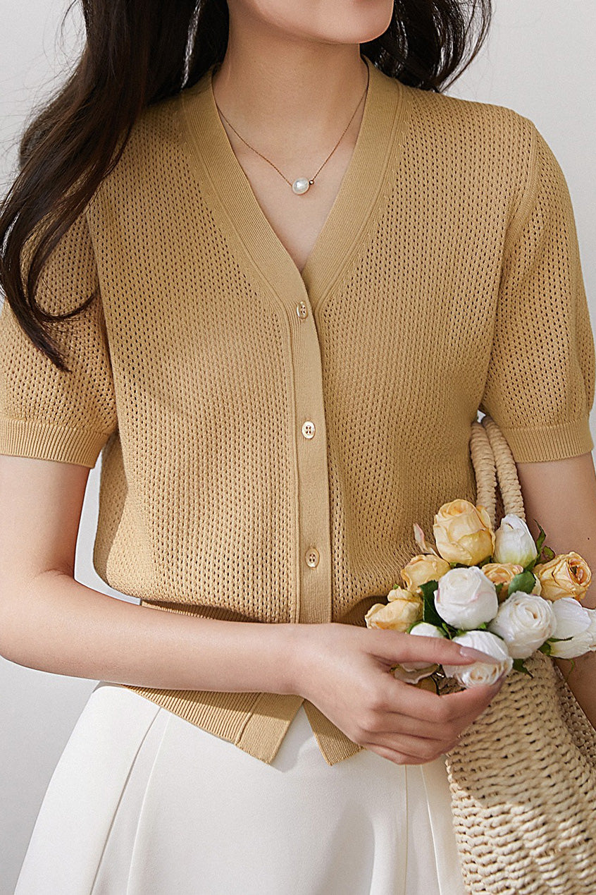 V-neck Short-sleeve Knitwear - liwisi