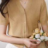 V-neck Short-sleeve Knitwear - liwisi