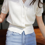 V-neck Short-sleeve Knitwear - liwisi