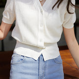 V-neck Short-sleeve Knitwear - liwisi