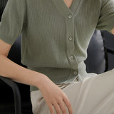 V-neck Short-sleeve Knitwear - liwisi