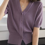 V-neck Short-sleeve Knitwear - liwisi