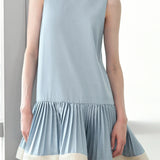 Casual Two-tone Spliced Sleeveless Dress - liwisi