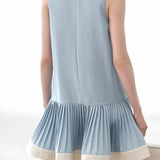Casual Two-tone Spliced Sleeveless Dress - liwisi