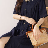 Fashion Casual Ribbon Spliced Denim Dress - liwisi