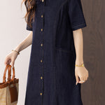 Fashion Casual Ribbon Spliced Denim Dress - liwisi