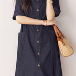 Fashion Casual Ribbon Spliced Denim Dress - liwisi