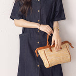 Fashion Casual Ribbon Spliced Denim Dress - liwisi