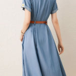 Vintage Elegant Fitted Denim Dress - liwisi