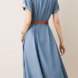 Vintage Elegant Fitted Denim Dress - liwisi