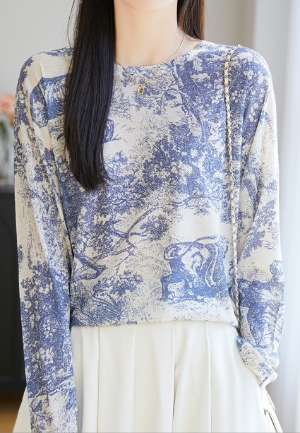 Fashion Casual Printed Round Neck Long-sleeve T-shirt - liwisi