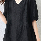 Fashion V-neck Textured Shirt - liwisi