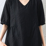Fashion V-neck Textured Shirt - liwisi