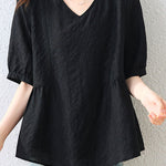 Fashion V-neck Textured Shirt - liwisi