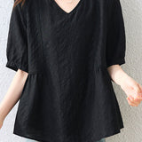 Fashion V-neck Textured Shirt - liwisi