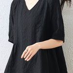 Fashion V-neck Textured Shirt - liwisi