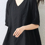 Fashion V-neck Textured Shirt - liwisi