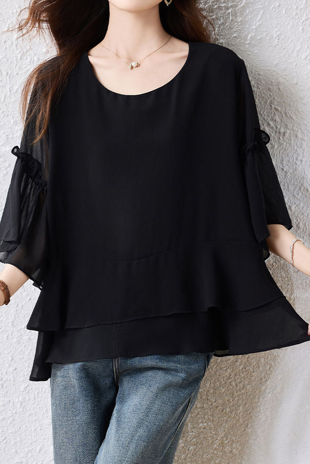 Fashion Casual Flared Sleeve Shirt - liwisi