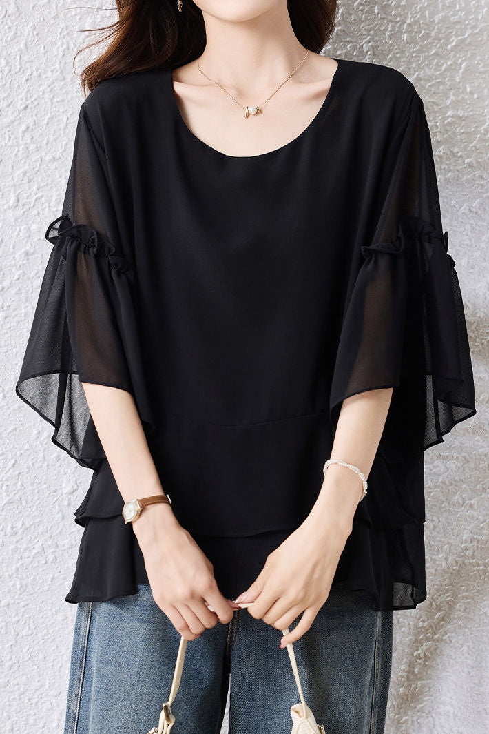 Fashion Casual Flared Sleeve Shirt - liwisi