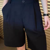 Workwear High-waist Straight Wide-leg Capri Pants