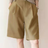 Workwear High-waist Straight Wide-leg Capri Pants