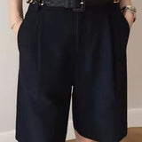 Workwear High-waist Straight Wide-leg Capri Pants