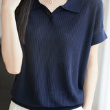 Versatile Polo Collar Knit T-shirt