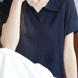 Versatile Polo Collar Knit T-shirt