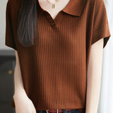 Versatile Polo Collar Knit T-shirt