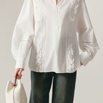 Classic Elegant Lace Trim Shirt - liwisi