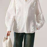 Classic Elegant Lace Trim Shirt - liwisi