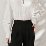 Classic Elegant Lace Trim Shirt - liwisi