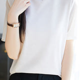 Fashionable Casual Crew Neck Mesh T-shirt