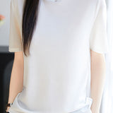 Fashionable Casual Crew Neck Mesh T-shirt