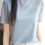 Fashionable Casual Crew Neck Mesh T-shirt