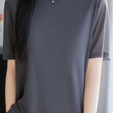 Fashionable Casual Crew Neck Mesh T-shirt