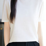 Fashionable Casual Crew Neck Mesh T-shirt