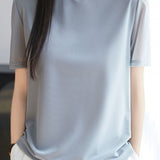 Fashionable Casual Crew Neck Mesh T-shirt