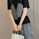 Fashionable Casual Fake Two-Piece Set - liwisi