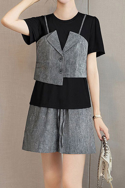 Fashionable Casual Fake Two-Piece Set - liwisi