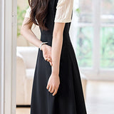 Simple Color-block Patchwork Dress - liwisi