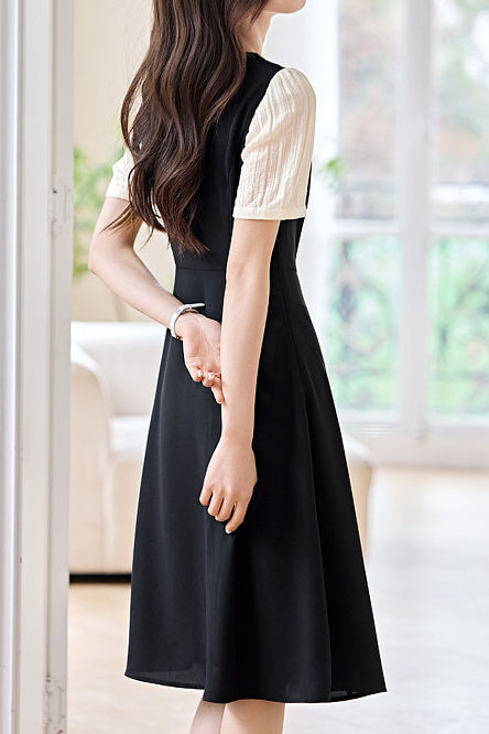 Simple Color-block Patchwork Dress - liwisi