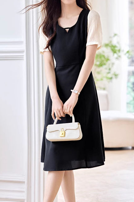 Simple Color-block Patchwork Dress - liwisi