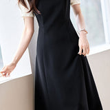 Simple Color-block Patchwork Dress - liwisi