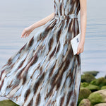 Elegant Flowy Blur Print Dress - liwisi