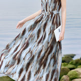 Elegant Flowy Blur Print Dress - liwisi