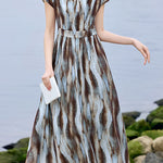 Elegant Flowy Blur Print Dress - liwisi