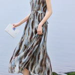 Elegant Flowy Blur Print Dress - liwisi